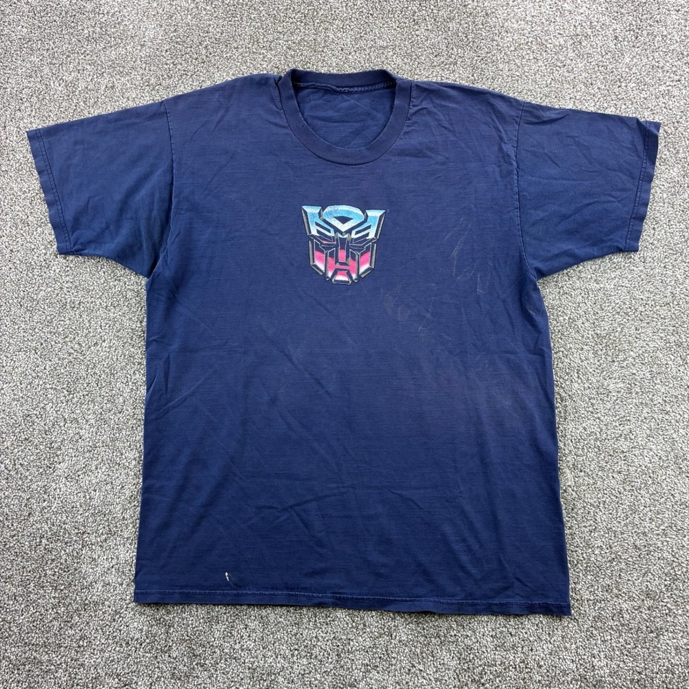 Vintage Transformers Autobots Mens XL Navy Blue Faded Distressed Center Logo